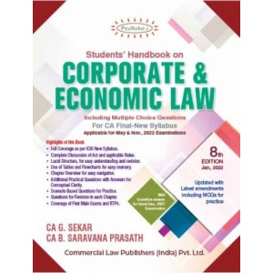 Padhuka's Students Handbook on Corporate & Economic Law with MCQs for CA Final May 2022 Exam [New Syllabus] by CA. G. Sekar, CA. B. Saravana Prasath | Commercial Law Publisher